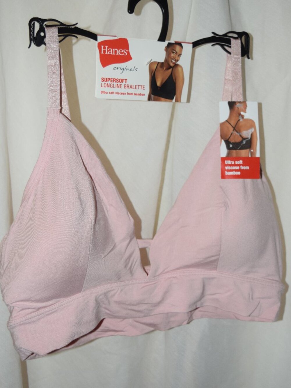 NWT Hanes Supersoft Longline Bralette, Pink 2XL(0242)